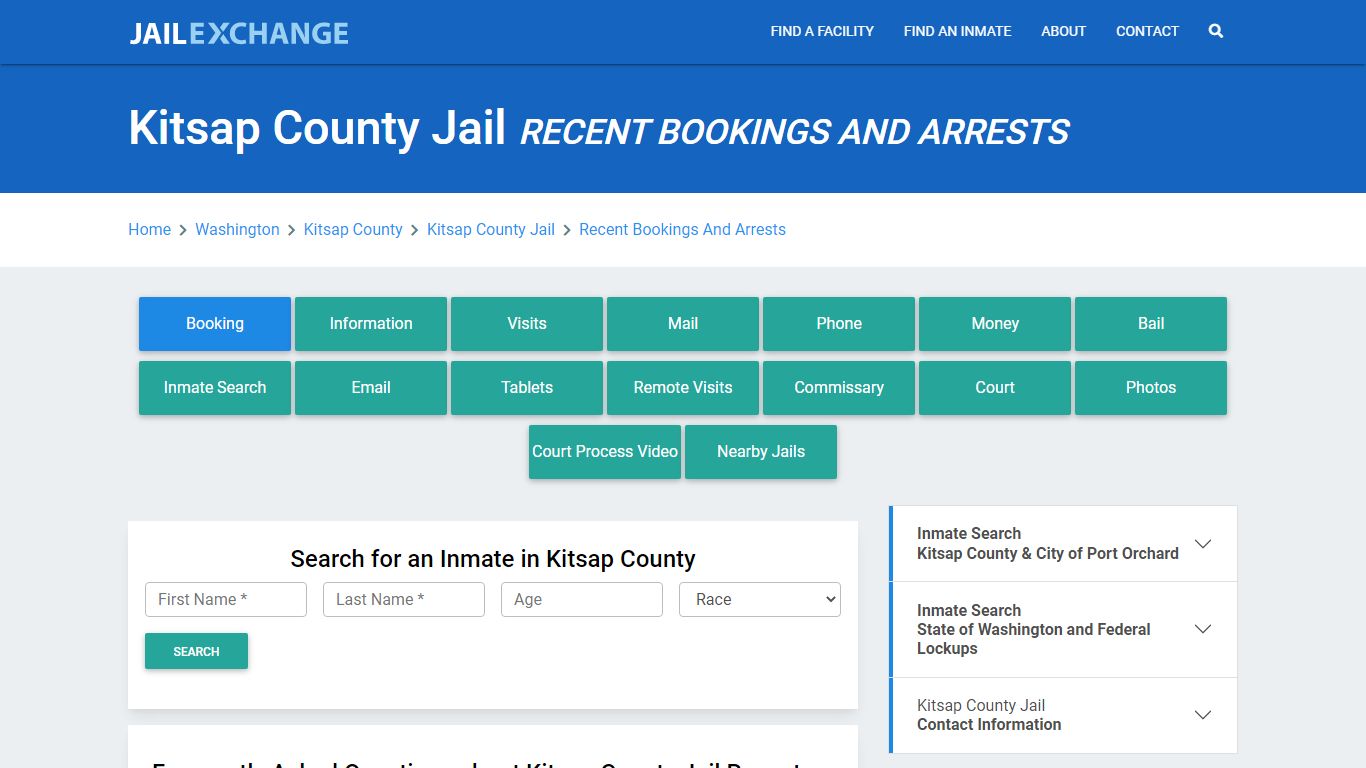 Kitsap County Jail Recent Bookings And Arrests - Jail Exchange